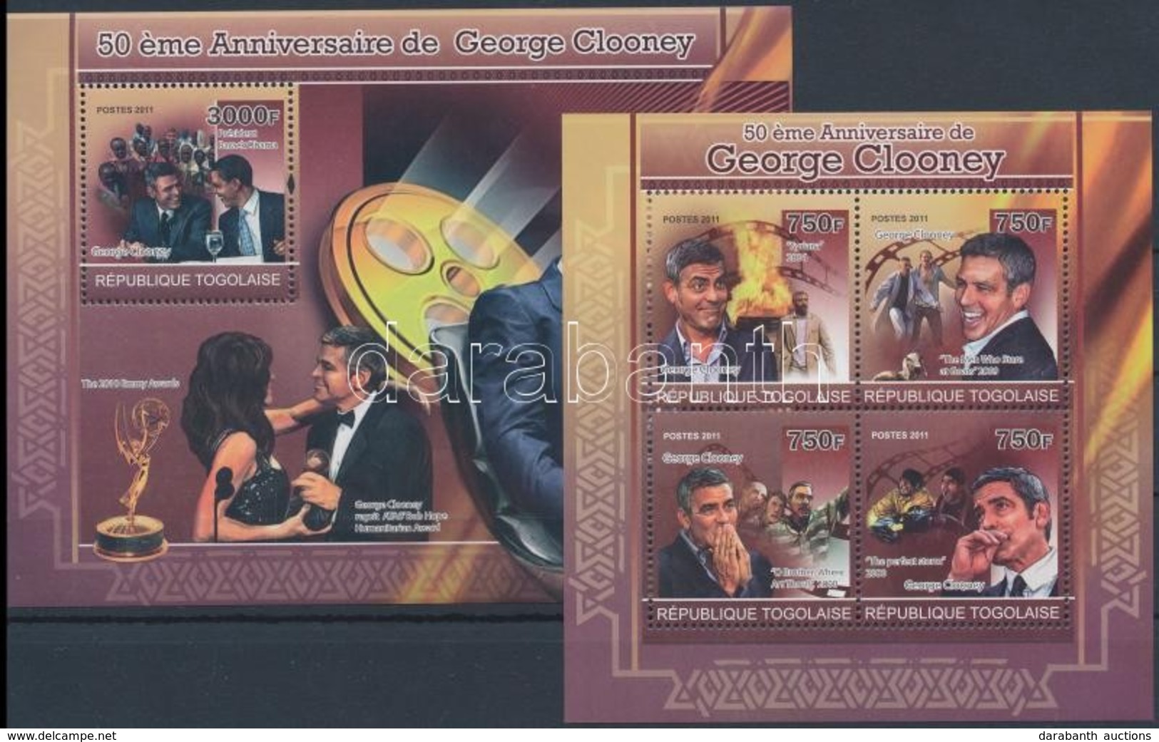 ** 2011 George Clooney 50 éves Kisív Mi 3944-3947 + Blokk Mi 599 - Otros & Sin Clasificación