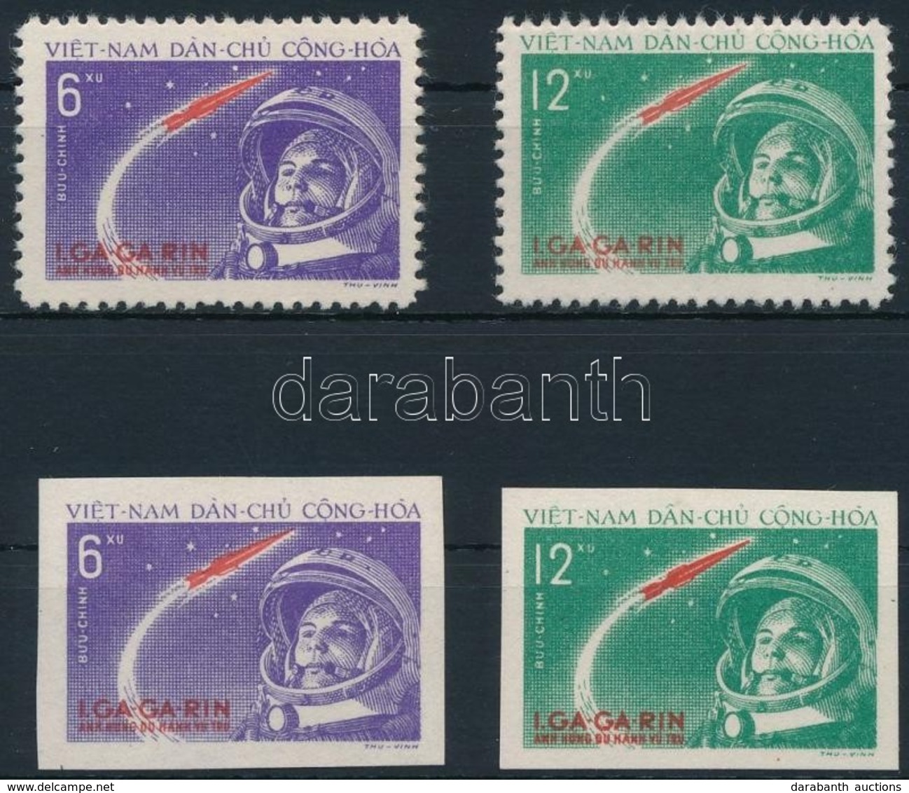 ** 1961 Űrkutatás - Gagarin Első Ember Az űrben Fogazott és Vágott Sor Mi 166-167 - Otros & Sin Clasificación