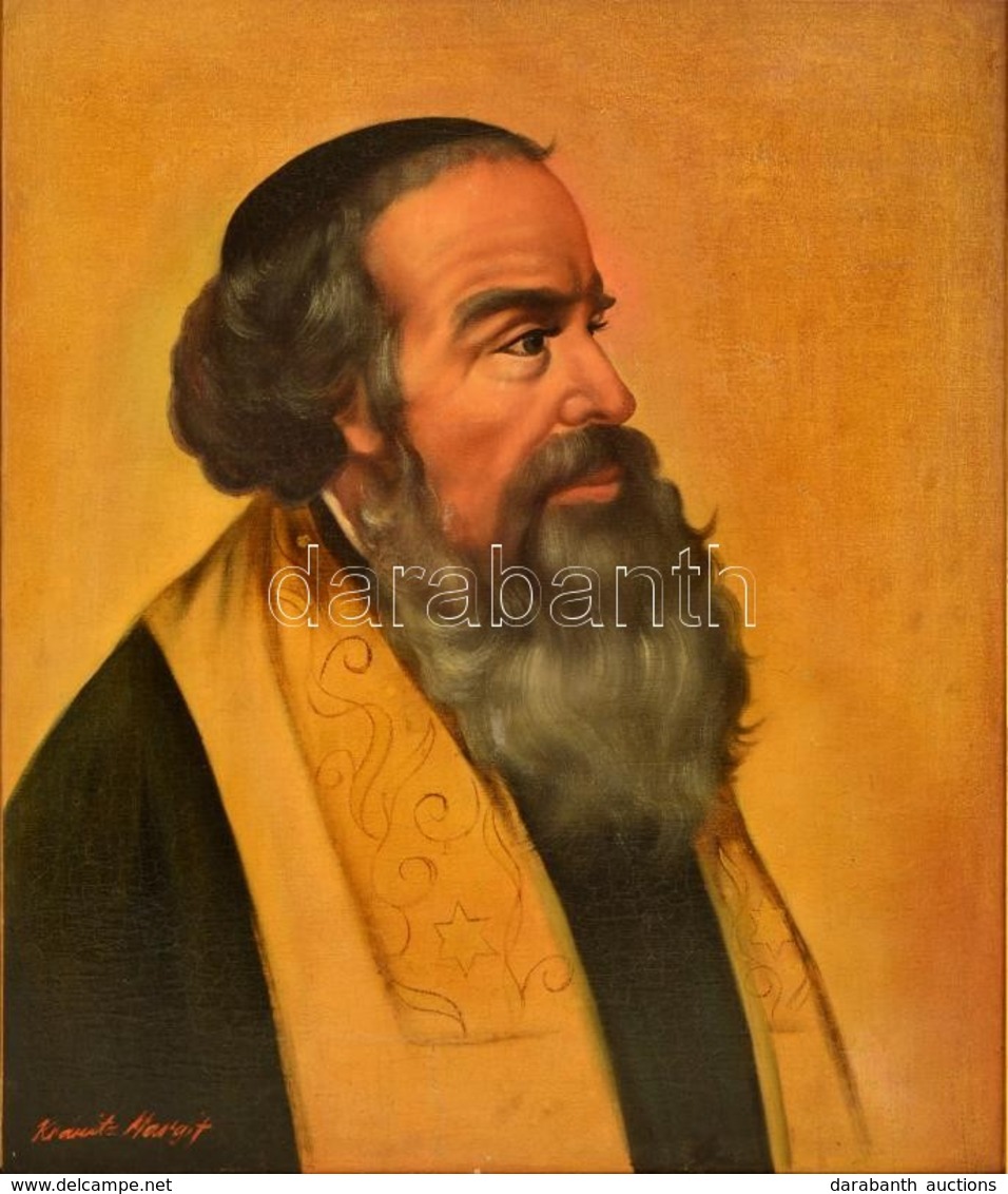 Kránitz Margit (1928-2000): Rabbi. Olaj, Vászon, Jelzett, Keretben, 60×50 Cm - Otros & Sin Clasificación