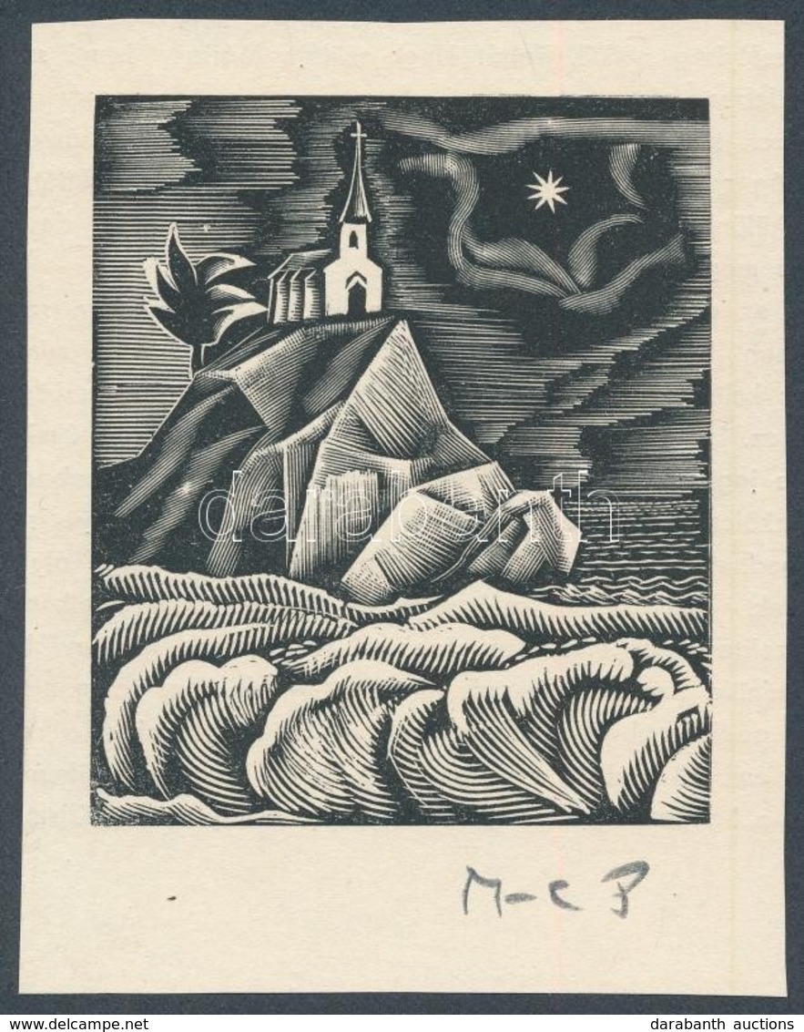 Molnár C. Pál (1894-1981): Templom. Fametszet, Papír, Kartonra Ragasztva, Utólagos Jelzéssel, 8×6,5 Cm - Otros & Sin Clasificación