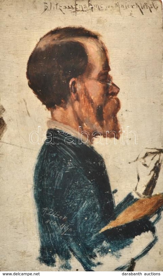Zilzer Antal (1860-1921): A Festő. Olaj, Fa Tábla, Jelzett, 23,5×14,5 Cm - Otros & Sin Clasificación