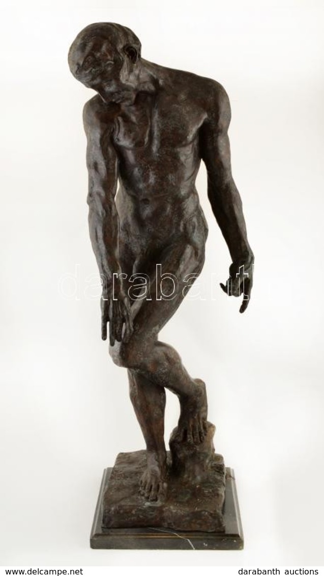 Cca 1960 A. Rodin Után: Ádám. Bronz (üreges), Márvány Talpazattal, M: 85 Cm - Otros & Sin Clasificación