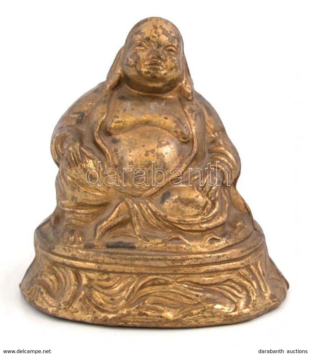 Réz Buddha Figura, Kopott, Jelzés Nélkül, M: 10 Cm - Otros & Sin Clasificación