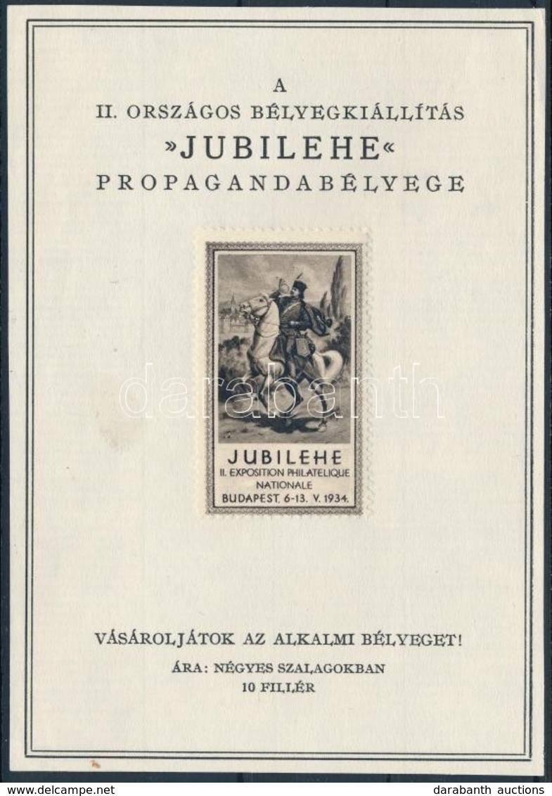 1934 A JUBILEHE Bélyegkiállítás Propagandabélyegének Reklámlapja - Sin Clasificación