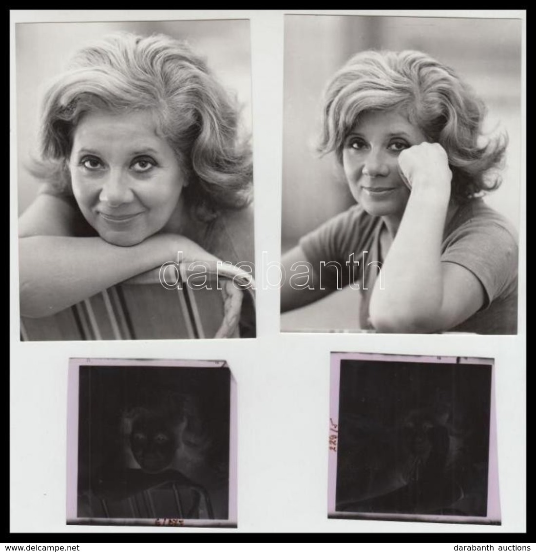 Cca 1972 Ruttkai Éva Színésznőről Készült 3 Db Portré, Vintage Pozitív Képek (12x9 Cm) és 3 Db Negatív (6x6 Cm) + Cca 19 - Otros & Sin Clasificación