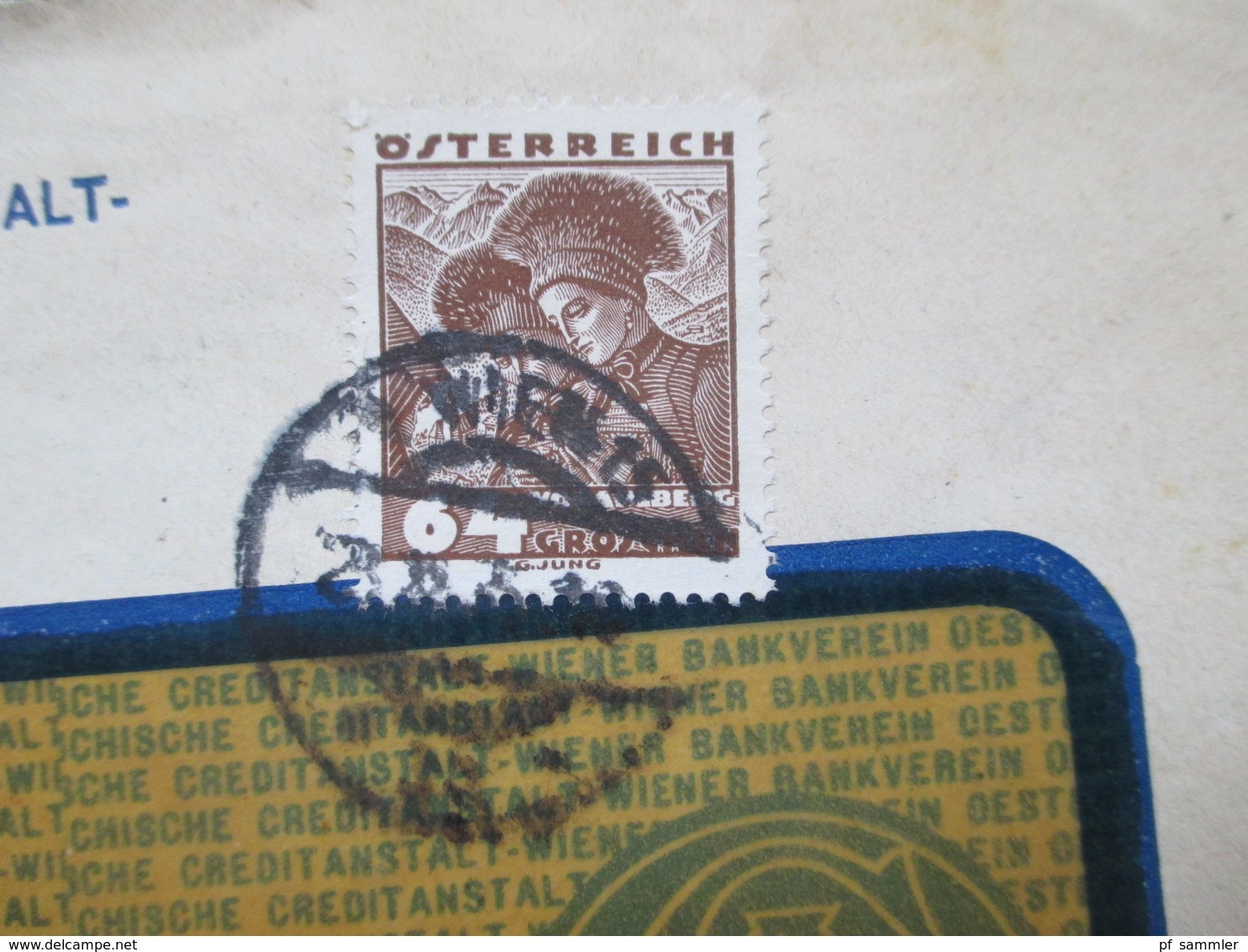 Österreich 1935 Volkstrachten Nr. 582 EF Einschreiben Wien Aufkleber Oesterreichische Creditanstalt Wiener Bankverein - Storia Postale