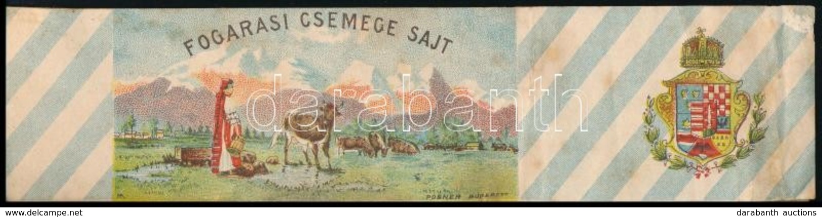 Cca 1910 Fogarasi Csemege Sajt Címke,, Fogaras, M. Kir. Állami Ménesbirtok, Bp., Posner-ny., Litografált, Illusztrált, R - Publicidad