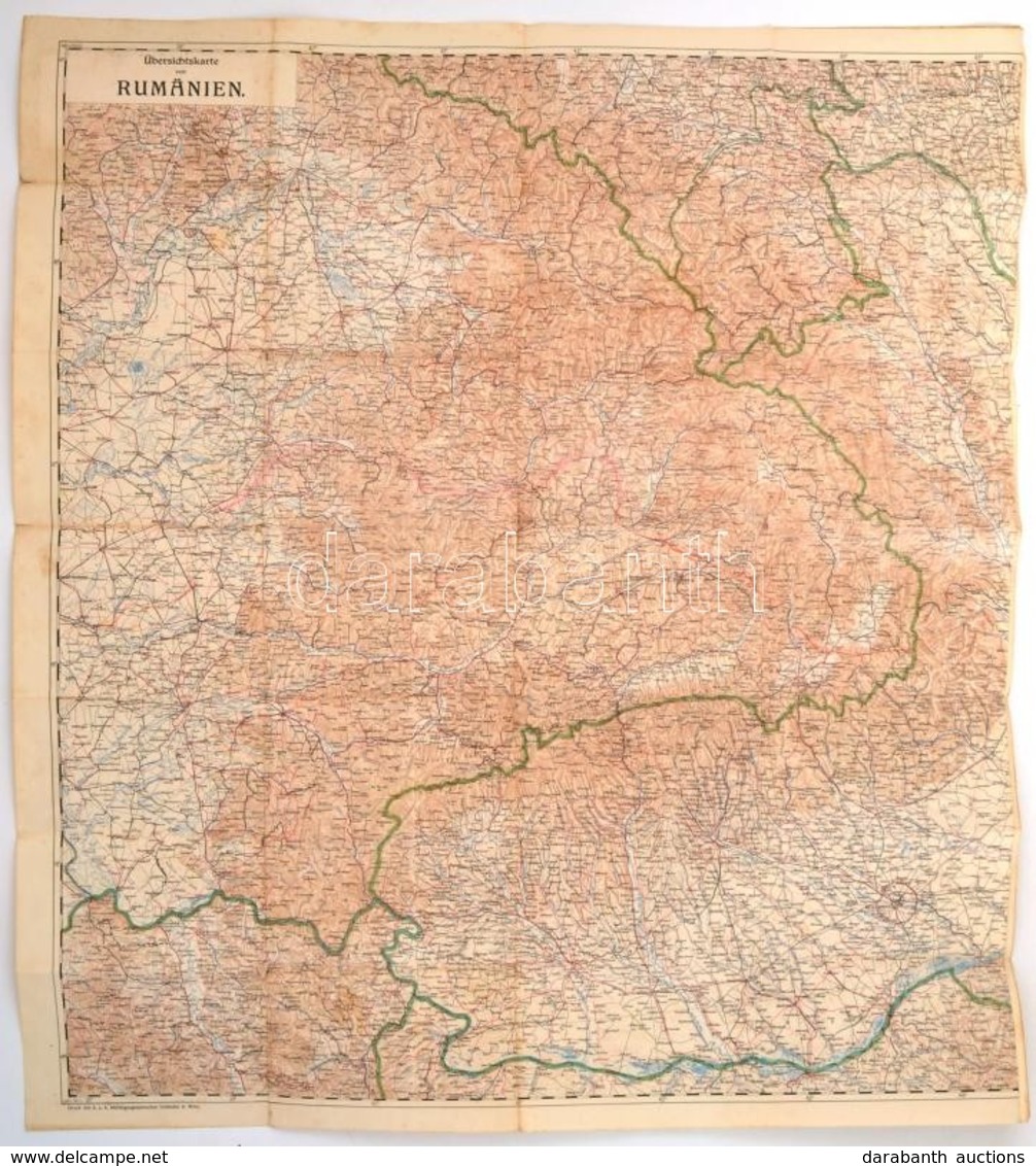 Cca 1914-1918 Übersichtskarte Des Rumänischen Kriegsschauplatzes, 1: 750.000, Wien, R. Lechner, (K.u.k. Militärgeographi - Otros & Sin Clasificación