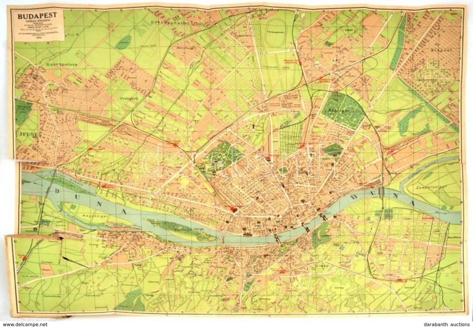 1912 Budapest Székesfőváros és Környékének Legujabb Nagy Térképe, Házszámokkal, Pharus Rendszerben, 1:15.000, Színes, Li - Otros & Sin Clasificación