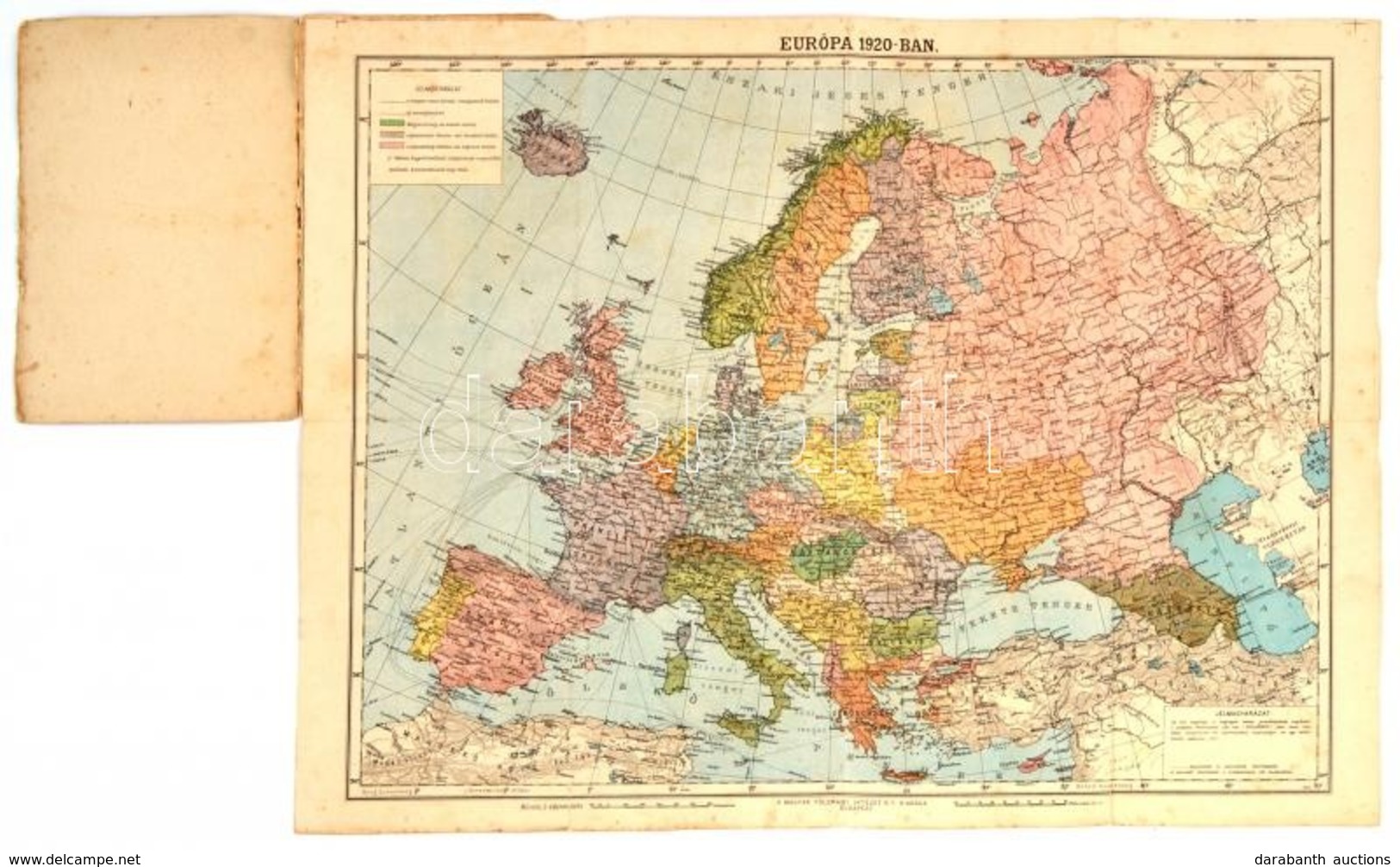 1920 Európa 1920-ban, 1: 12:000.000. Bp., Magyar Földrajzi Intézet Rt., A Hátoldalán Szarmár Vármegye Térkép Szelvény Ré - Otros & Sin Clasificación