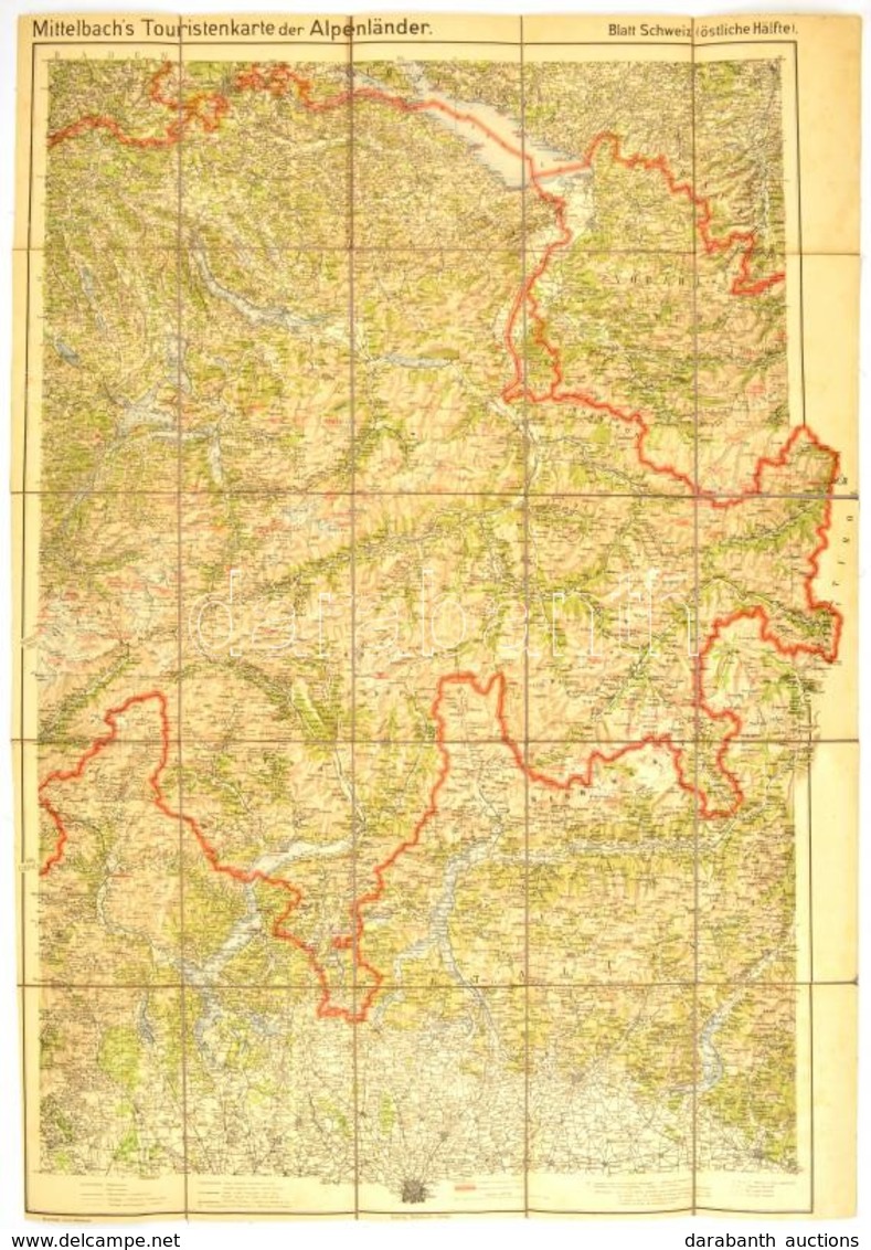 Cca 1900 Mittelbach's Touristenkarte Der Alpenländer, Blatt Schweiz (östliche Hälfte), 1: 300.000, Leipzig, Mittelbach's - Otros & Sin Clasificación