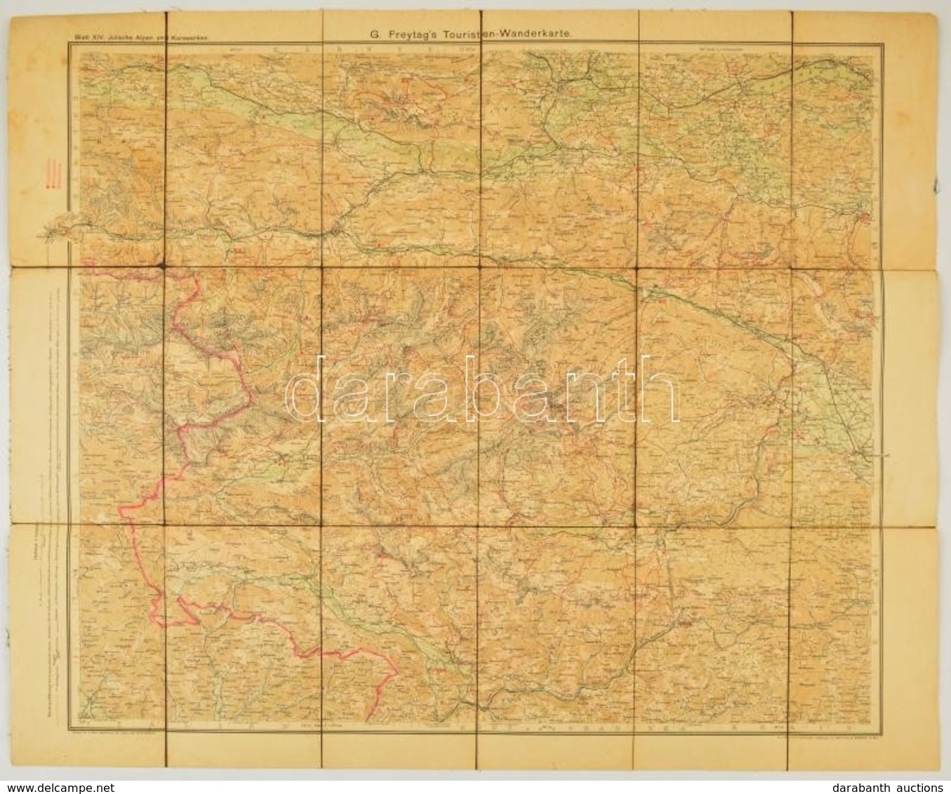 Cca 1900 Julische Alpen, 1:100.000, G. Freytag's Touristen-Wanderkarte, Wien, Feytag&Brendt, Vászonra Kasírozva, 64x77 C - Otros & Sin Clasificación