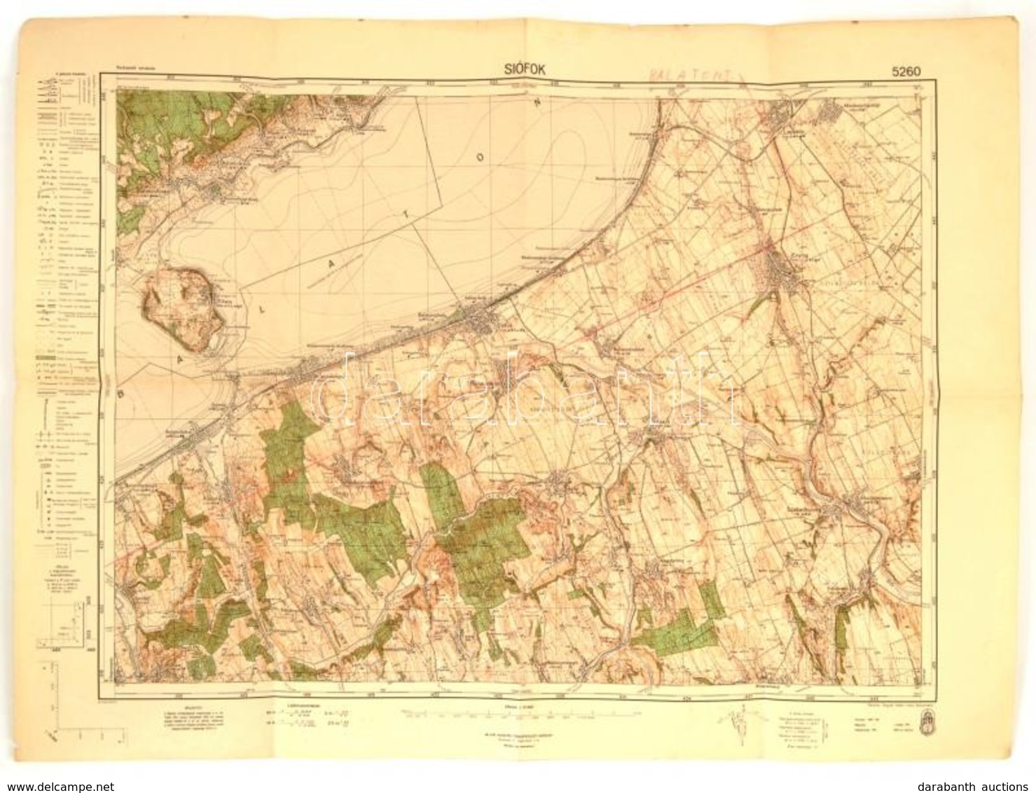 1941 Siófok és Környékének Katonai Térképe, Kiadja: M. Kir. Honvéd Térképészeti Intézet, 47×62 Cm - Otros & Sin Clasificación