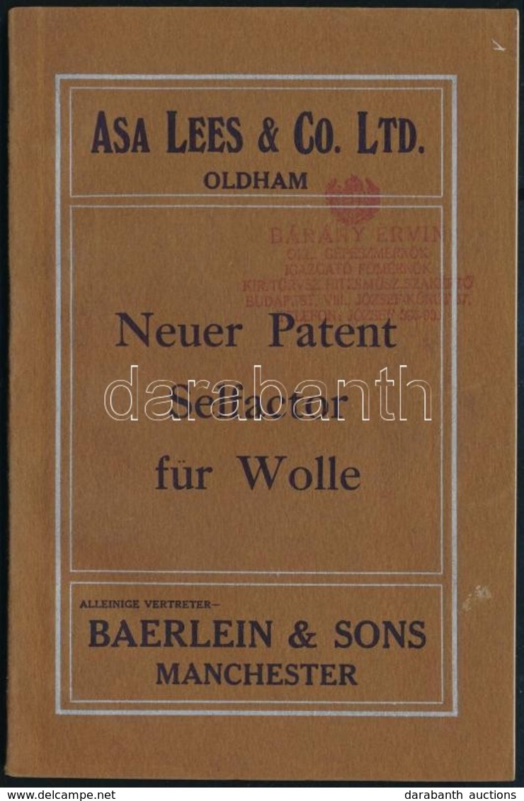 Cca 1910 Baerlein & Sons Machester / Asa Lees & Co. Ltd. Oldham Pamut, Gyapjú Megmunkáló Gép Leírása és Kezelése, Német  - Sin Clasificación