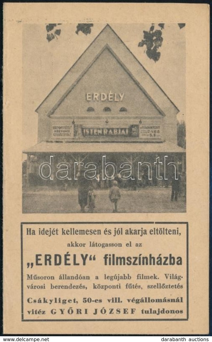 1943 'Erdély' Filmszínház Csákyliget Kinyitható Kártyanaptár Térképpel - Sin Clasificación