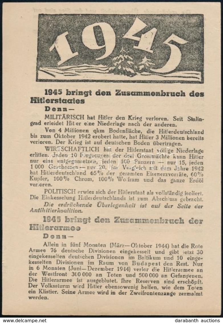 1945 Német Nyelvű Szovjet Röplap Hitler államának összeomlásáról - Sin Clasificación