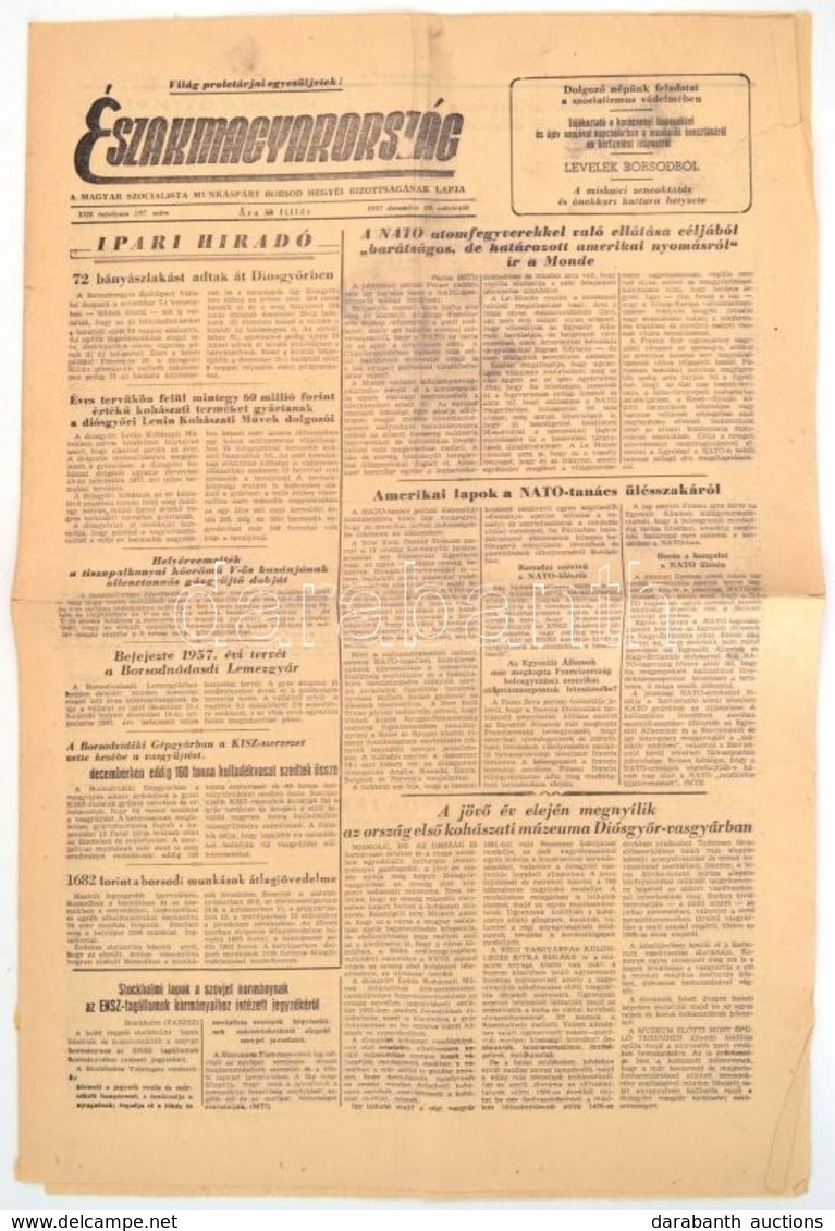 1957 Északmagyarország XIII. évf. 297. Szám., 1957. Dec. 19. MSZMP Borsod Megyei Bizottságának Lapja. Benne NATO Hírekke - Sin Clasificación