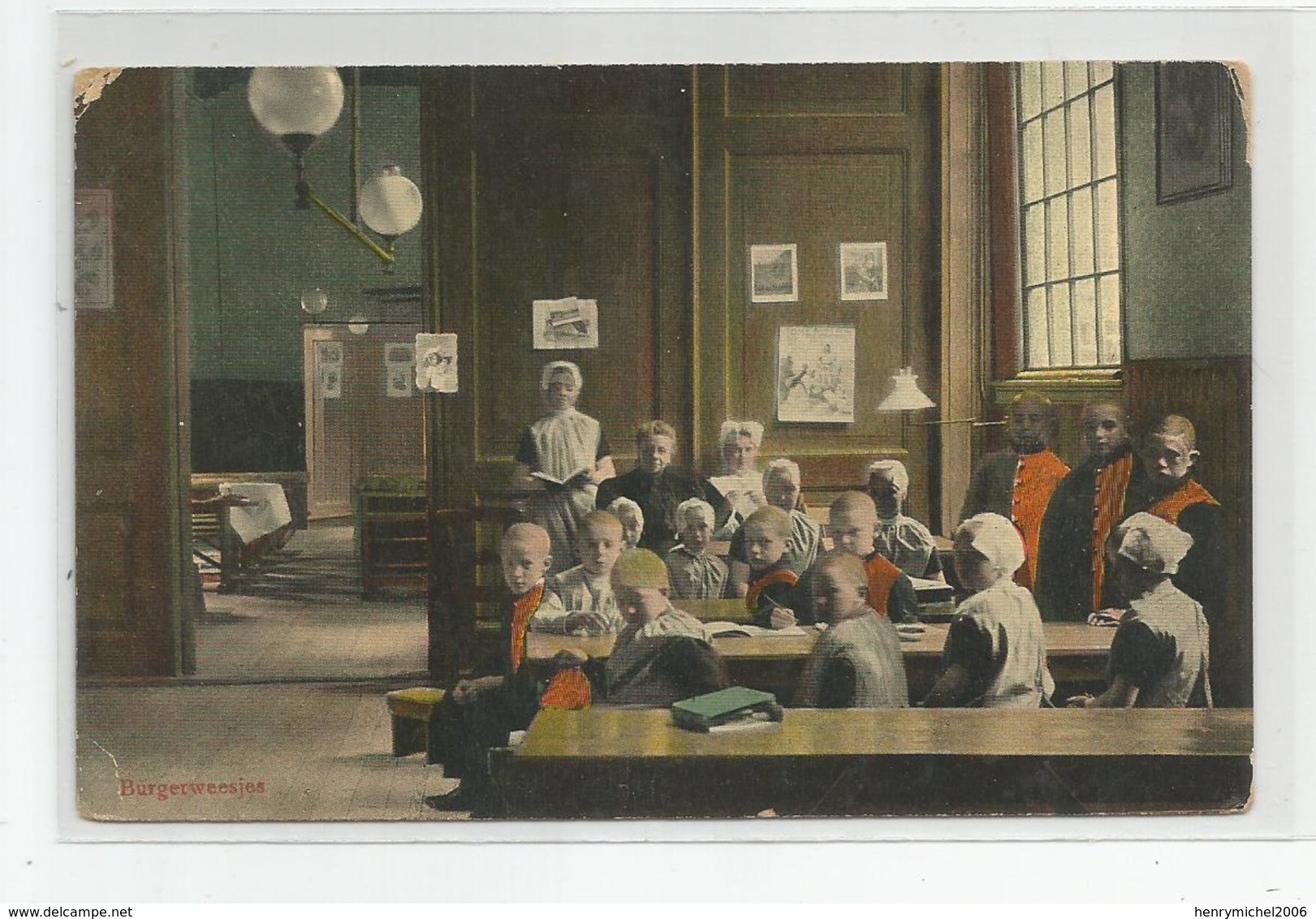 Pays Bas - Holland Amsterdam Burgerweejes école Ed Scaefer's Autochrom 752 - Schulen