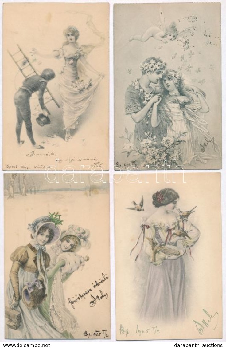 8 Db RÉGI Motívumlap Hölgyekkel / 8 Pre-1906 Motive Postcards With Ladies - Sin Clasificación