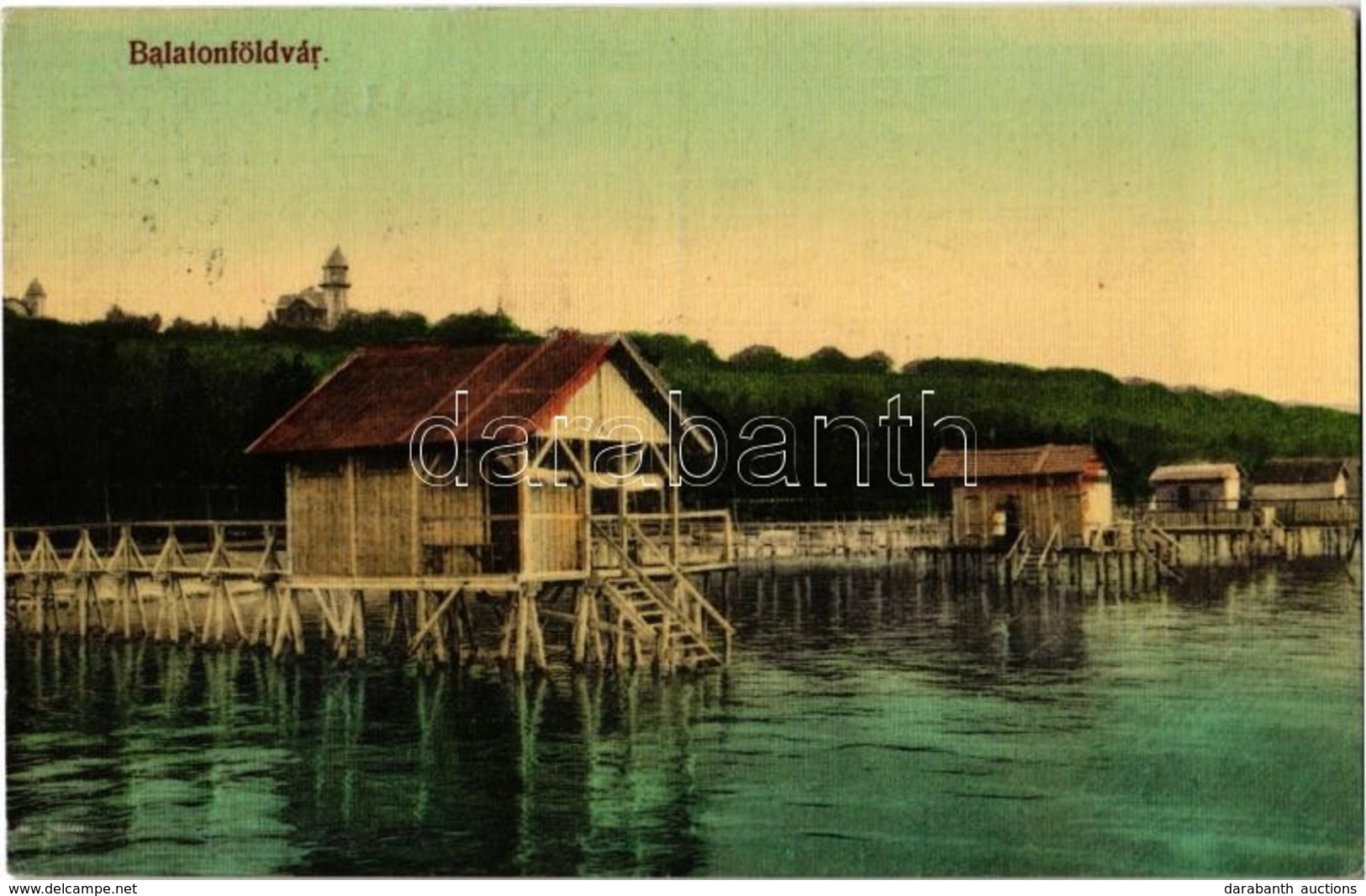 T2 Balatonföldvár, Fürdőkabinok Stégen A Balatonban. Gerendai Gyula Kiadása 13. Sz. 1912. - Sin Clasificación