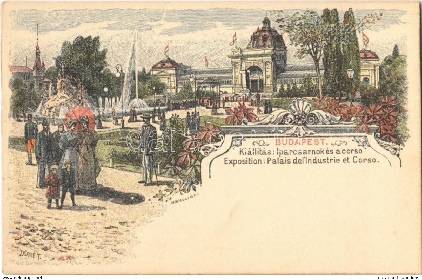 ** T1 Budapest XIV. Iparcsarnok és Korzó, Ezredéves Országos Kiállítás. Art Nouveau, Litho S: Morelli, Dörre T. + 2 Kr.  - Sin Clasificación