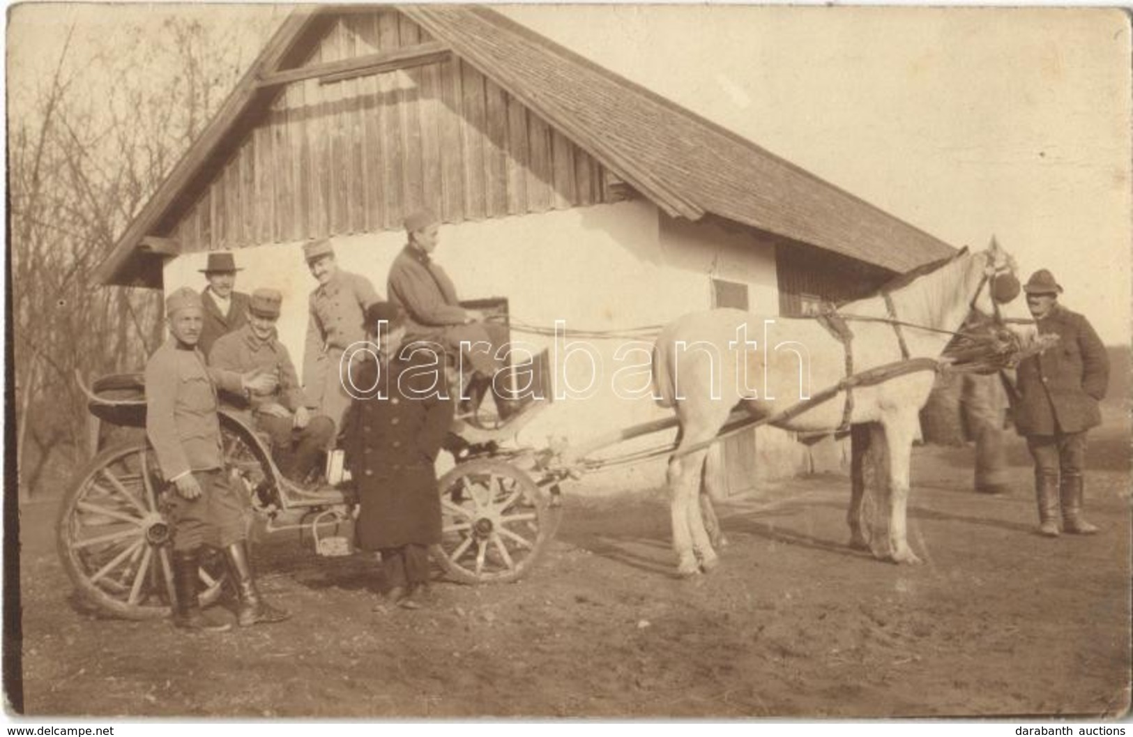 T2/T3 1916 Zalaegerszeg, Katonák Lovaskocsin A Táborban. Photo  (EK) - Sin Clasificación