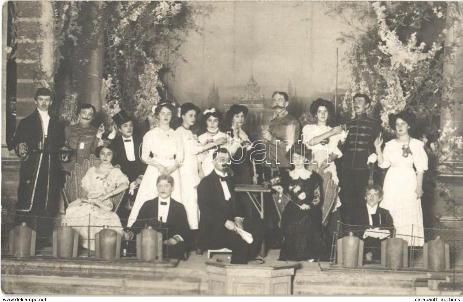 * T2 1909 Brassó, Kronstadt, Brasov; Színházi Csoportkép Színészekkel / Theatre Group Photo With Actors And Actresses - Sin Clasificación