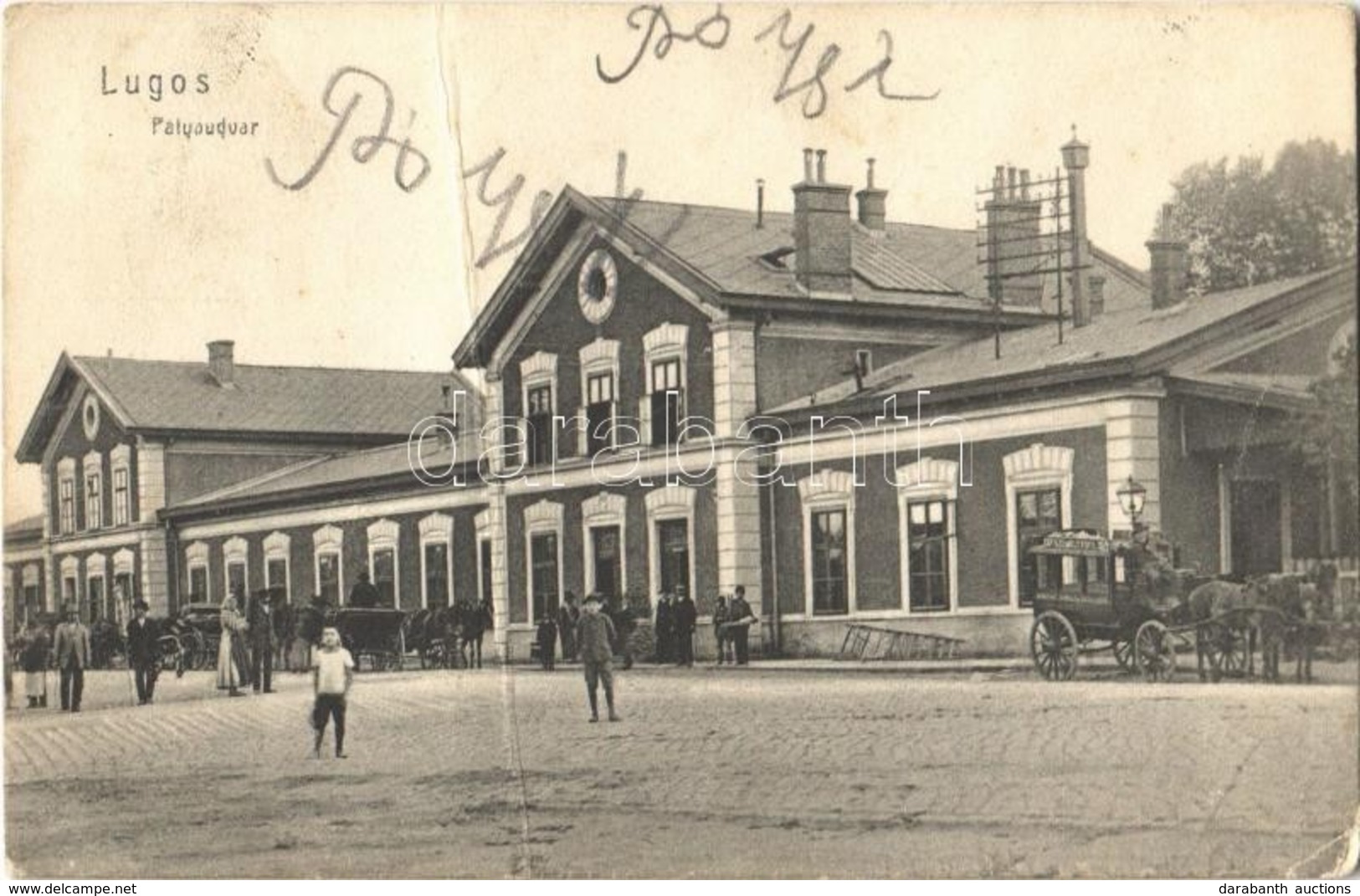T3 1908 Lugos, Lugoj; Pályaudvar, Vasútállomás. Auspitz Adolf Kiadása / Railway Station (fa) - Sin Clasificación