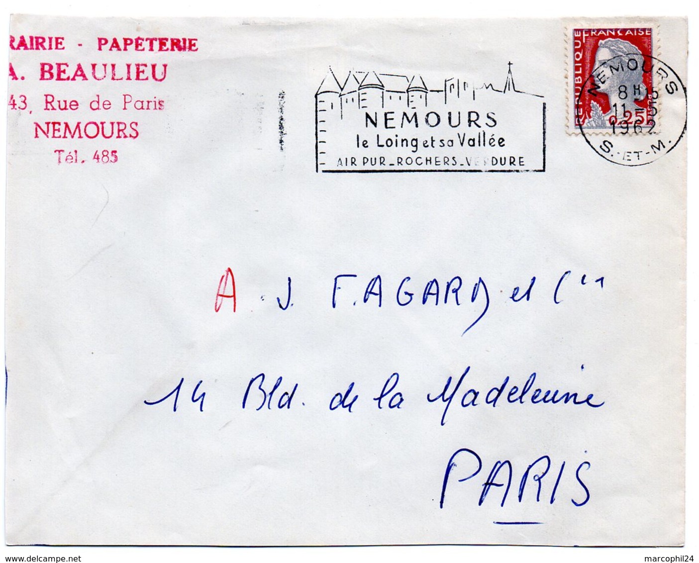 SEINE Et MARNE - Dépt N° 77 = NEMOURS 1962 =  FLAMME Non Codée = SECAP Illustrée 'Le LOING Et Sa Vallée' - Mechanical Postmarks (Advertisement)