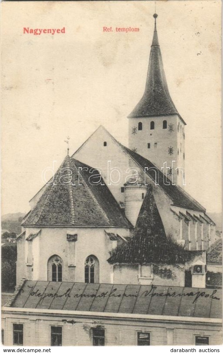 T2 1910 Nagyenyed, Aiud; Református Templom. Lázár Adolf Kiadása / Calvinist Church - Sin Clasificación