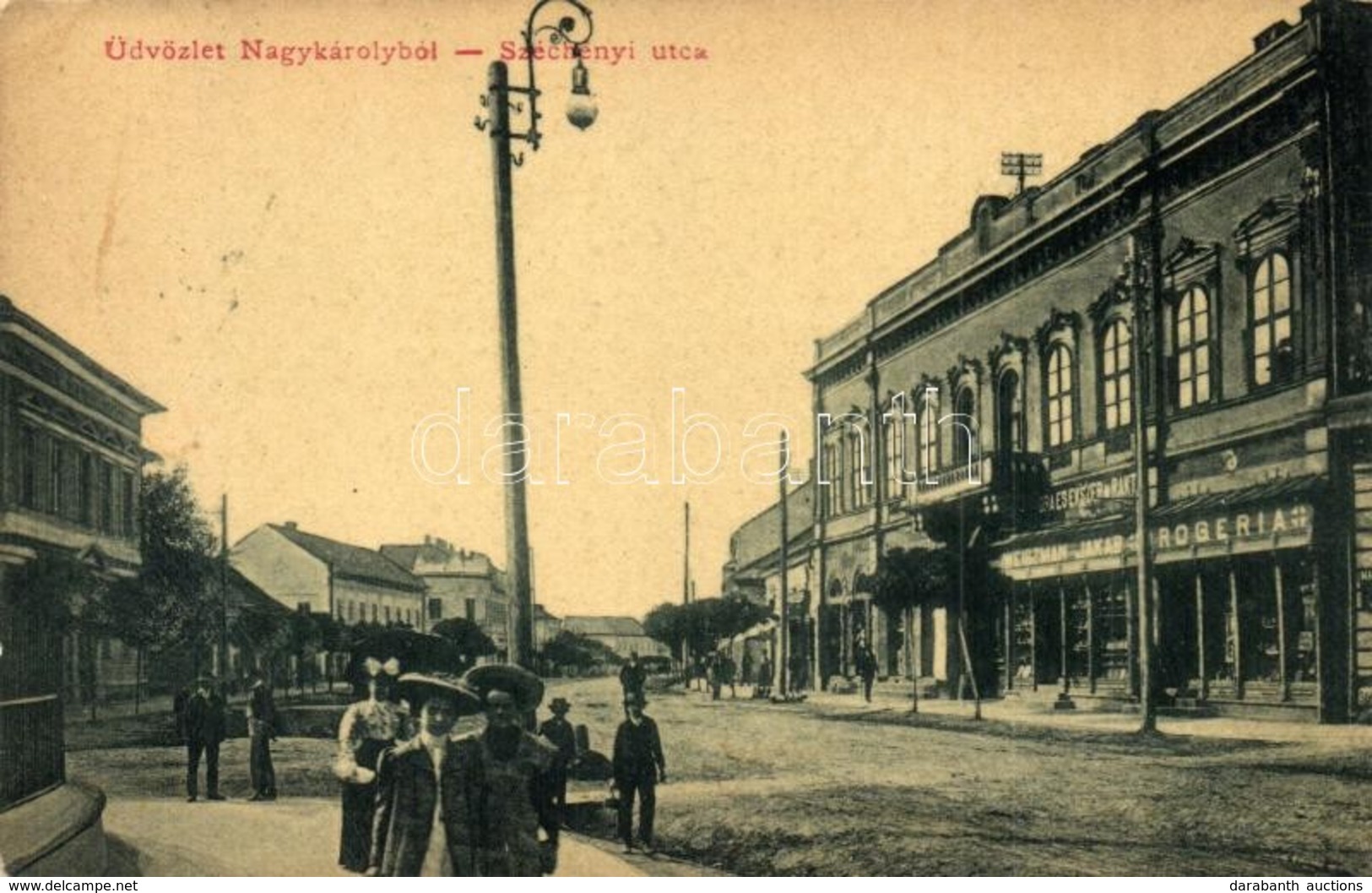 T2 Nagykároly, Carei; Széchenyi Utca, Drogéria és Weiszman Jakab üzlete. W.L. 1896. / Street View With Drugstore And Sho - Sin Clasificación