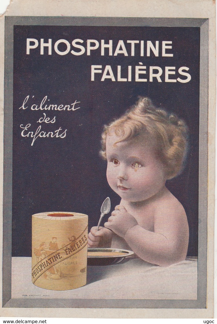 - Petit Calendrier Pub PHOSPHATINE FALIERES De 1925, 130mm X 90mm , Coin Haut Gauche écorné. - Petit Format : 1921-40