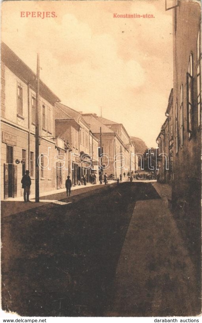 * T4 1911 Eperjes, Presov; Konstantin Utca, Kaszás Flórián üzlete. Divald Károyl Fia Kiadása / Street View, Shops (EM) - Otros & Sin Clasificación