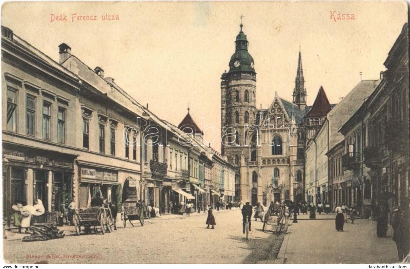 * T2/T3 1928 Kassa, Kosice; Deák Ferenc Utca, Farkas Károly, Mangl Manó, Mayer üzlete, Dóm / Street View, Shops, Cathedr - Otros & Sin Clasificación