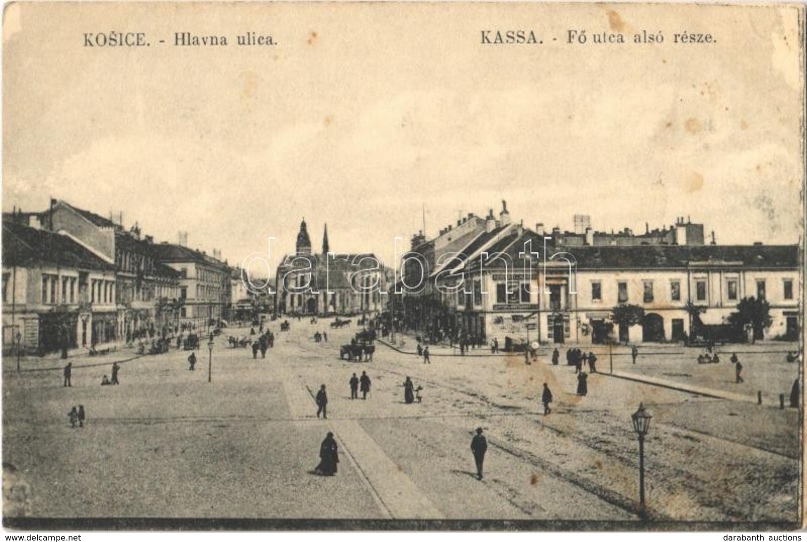 ** T2/T3 Kassa, Kosice; Hlavna Ulica / Fő Utca Alsó Része, Adriányi és Markó üzlete, Székesegyház  / Main Street, Shops, - Otros & Sin Clasificación