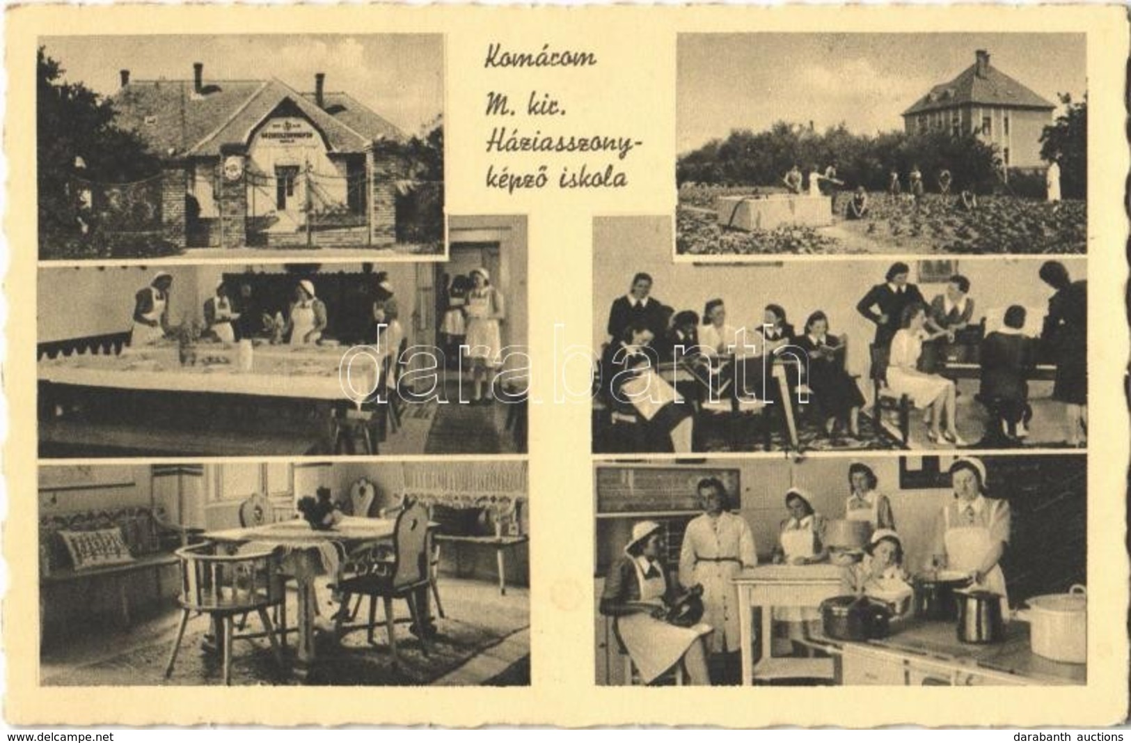 ** T1 Komárom, Komárno; M. Kir. Háziasszonyképző Iskola, Belsők, Konyha, Kertészkedés / Housewife School, Interiors, Kit - Otros & Sin Clasificación