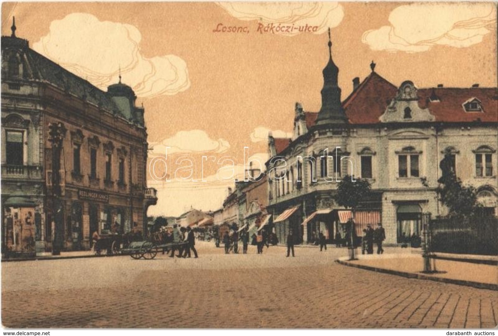 * T2/T3 1915 Losonc, Lucenec; Rákóczi Utca, Redlinger Ignác üzlete. Bicskei Zoltán Kiadása / Street View, Shops (EK) - Otros & Sin Clasificación