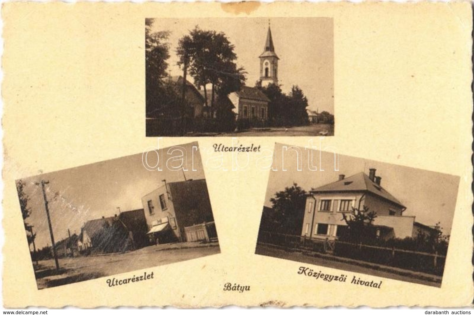 T2/T3 1942 Bátyú, Batyovo, Batovo, Batiovo; Utcarészlet, Református Templom, Közjegyzői Hivatal / Street View, Calvinist - Otros & Sin Clasificación