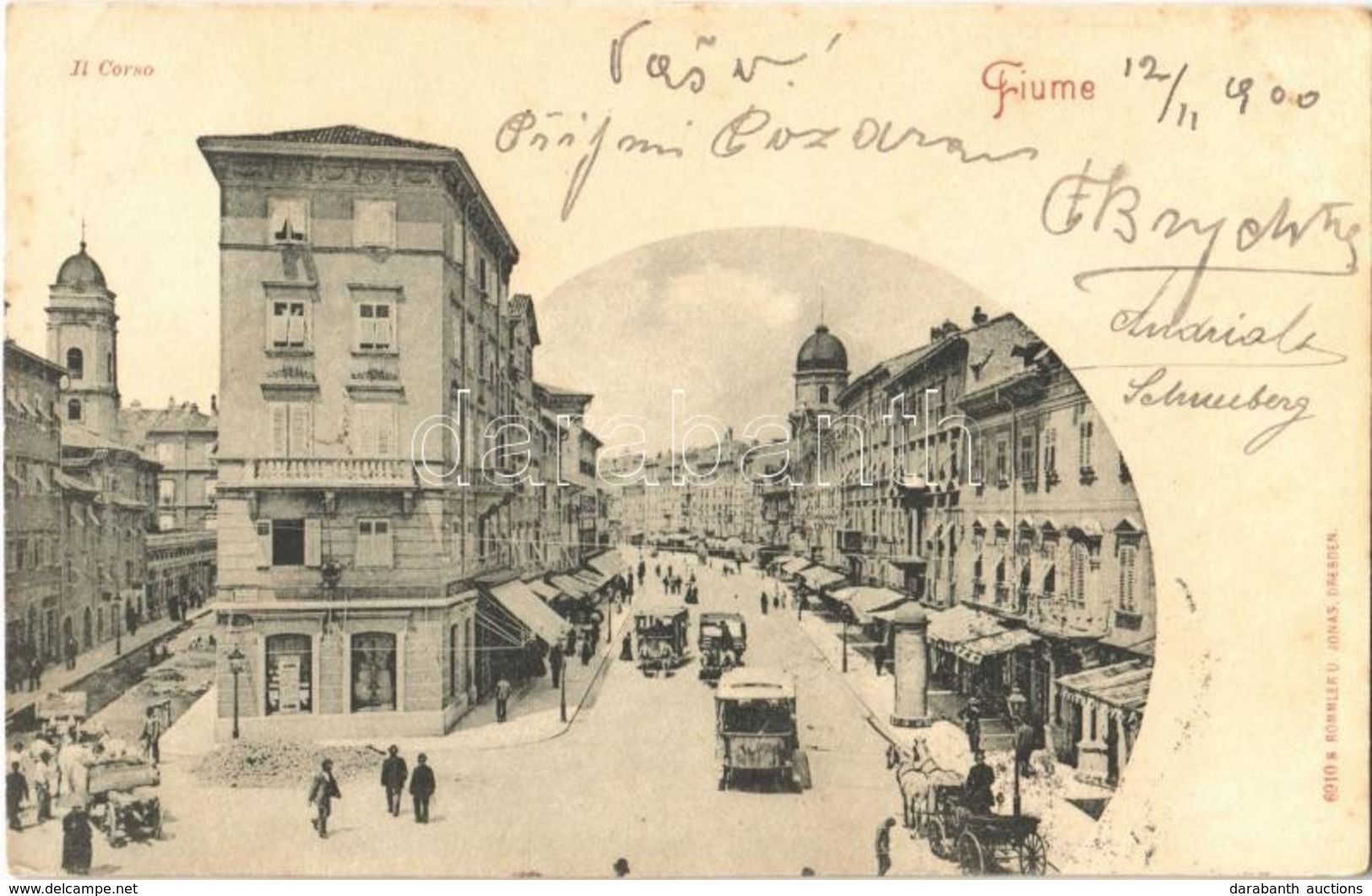 T2/T3 1900 Fiume, Rijeka; Il Corso / Street, Horse Carts, Shops  (EK) - Otros & Sin Clasificación