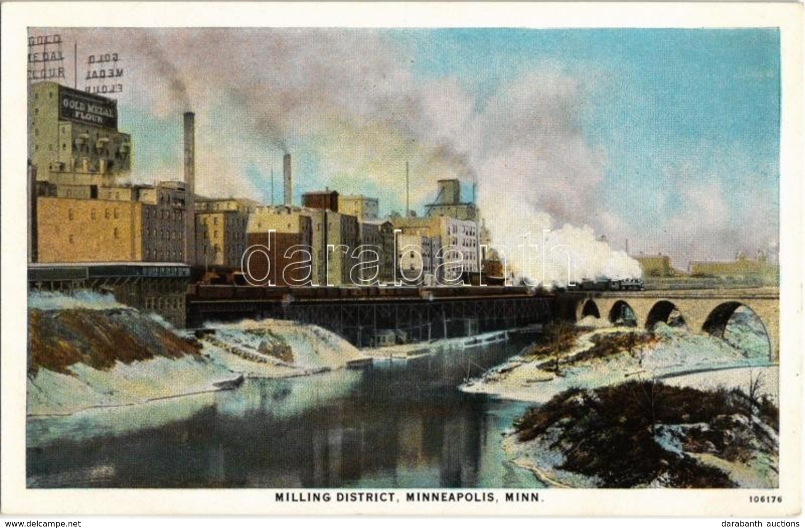 ** T1/T2 Minneapolis, Minnesota; Milling District, General Mills' Gold Medal Flour, Industrial Mills, Railway Bridge, Lo - Otros & Sin Clasificación