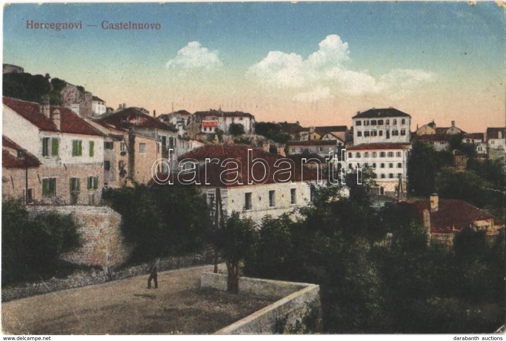 T3 1917 Herceg Novi, Castelnuovo; Hotel Bellavista + 'K.u.K. Festungs-Artillerie-Regiment Freiherr Von Rouvroy Nr. 5. De - Otros & Sin Clasificación