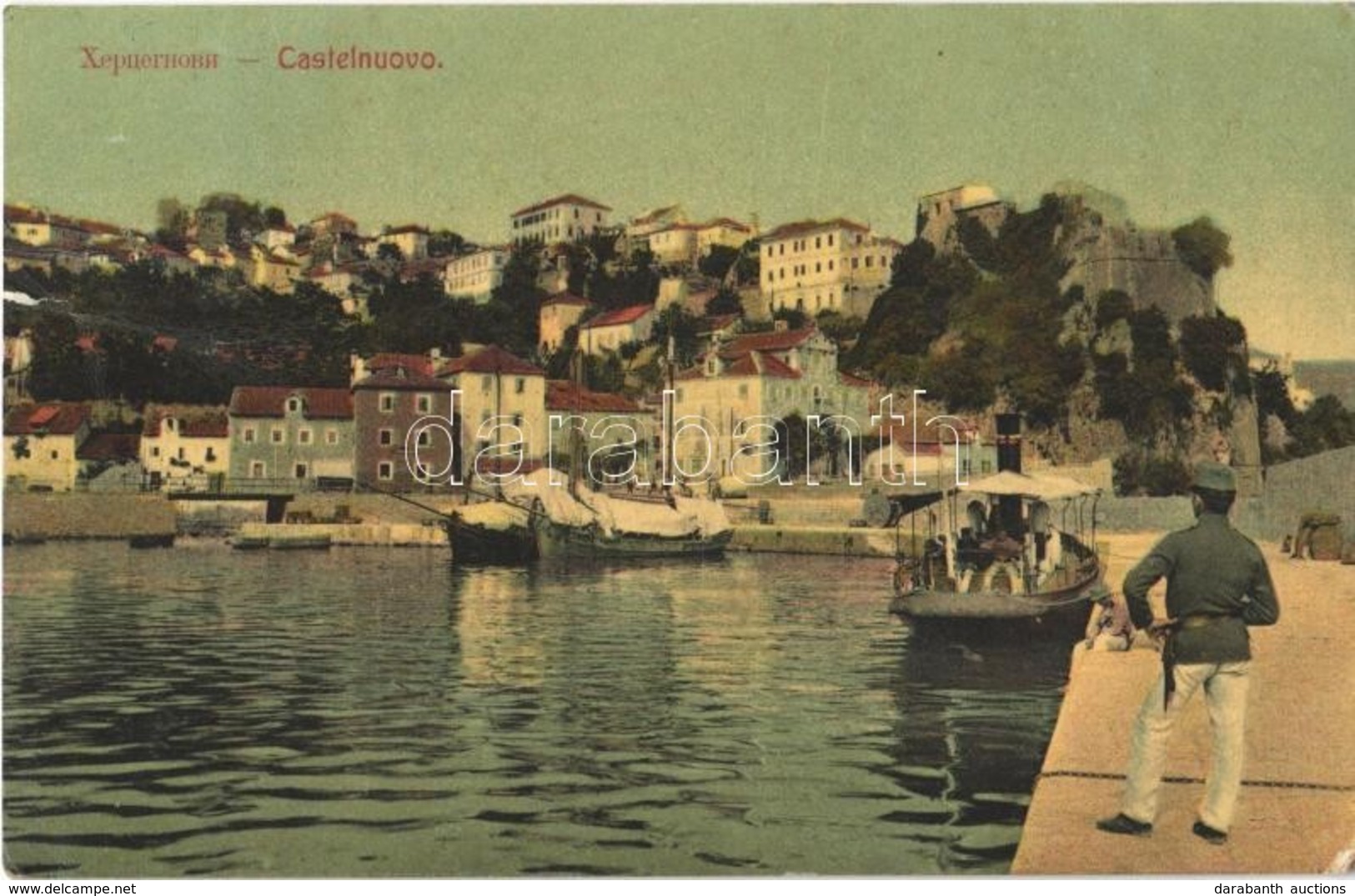 T3 1913 Herceg Novi, Castelnuovo; Port, Sailing Vessels, Steamship (tear) - Otros & Sin Clasificación