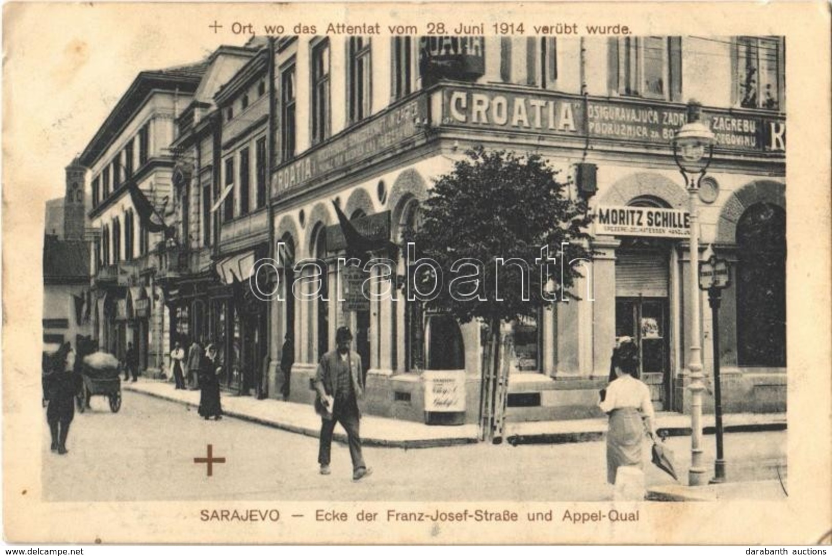 * T2/T3 1916 Sarajevo, Ecke Der Franz-Josef-Straße Und Appel-Quai. Ort, Wo Das Attentat Vom 28. Juni 1914 Verübt Wurde / - Otros & Sin Clasificación