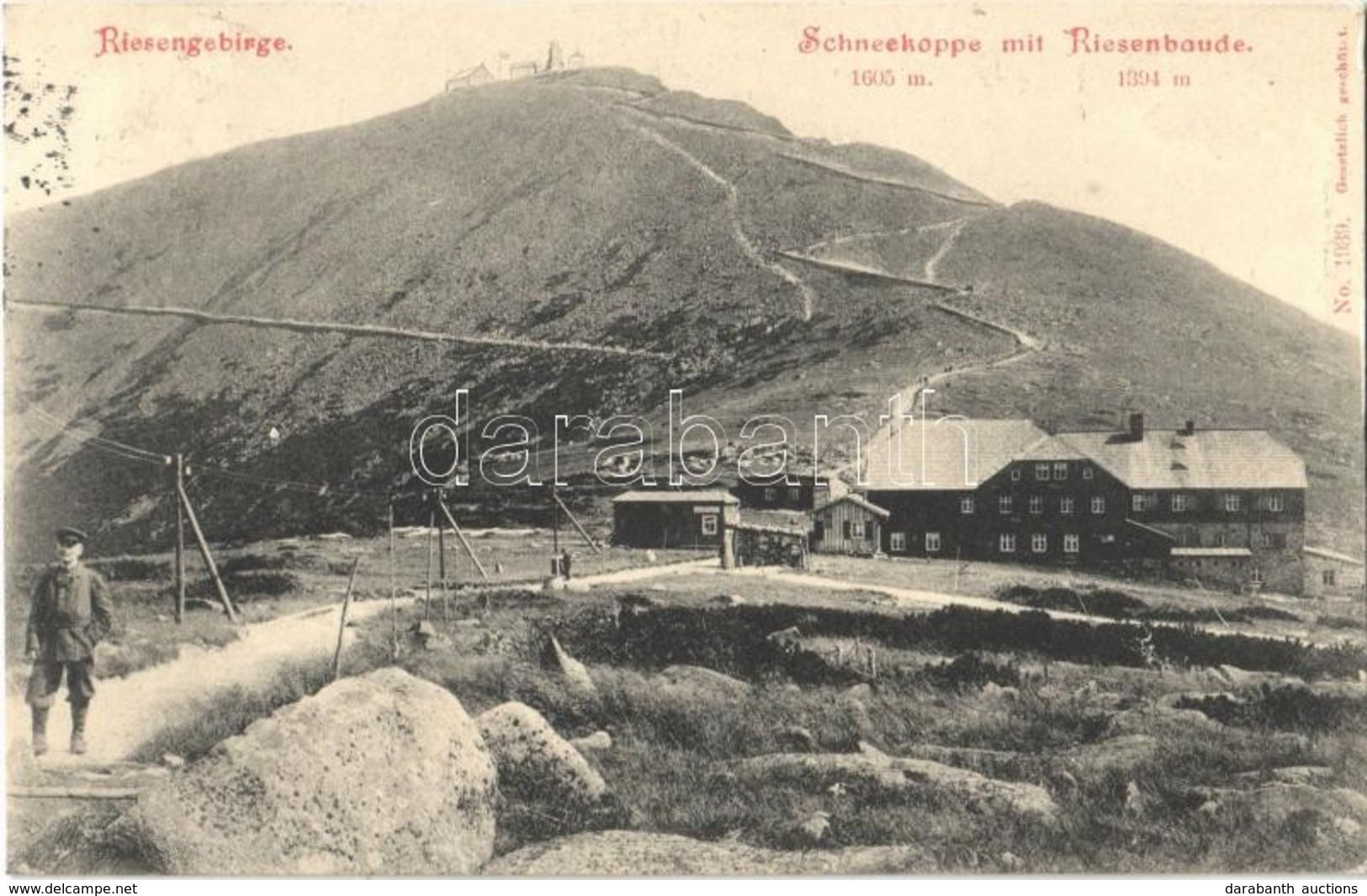 T2 1908 Krkonose, Riesengebirge; Schneekoppe, Riesenbaude / Przelecz Pod Sniezka, Obrí Bouda, Hotel - Otros & Sin Clasificación