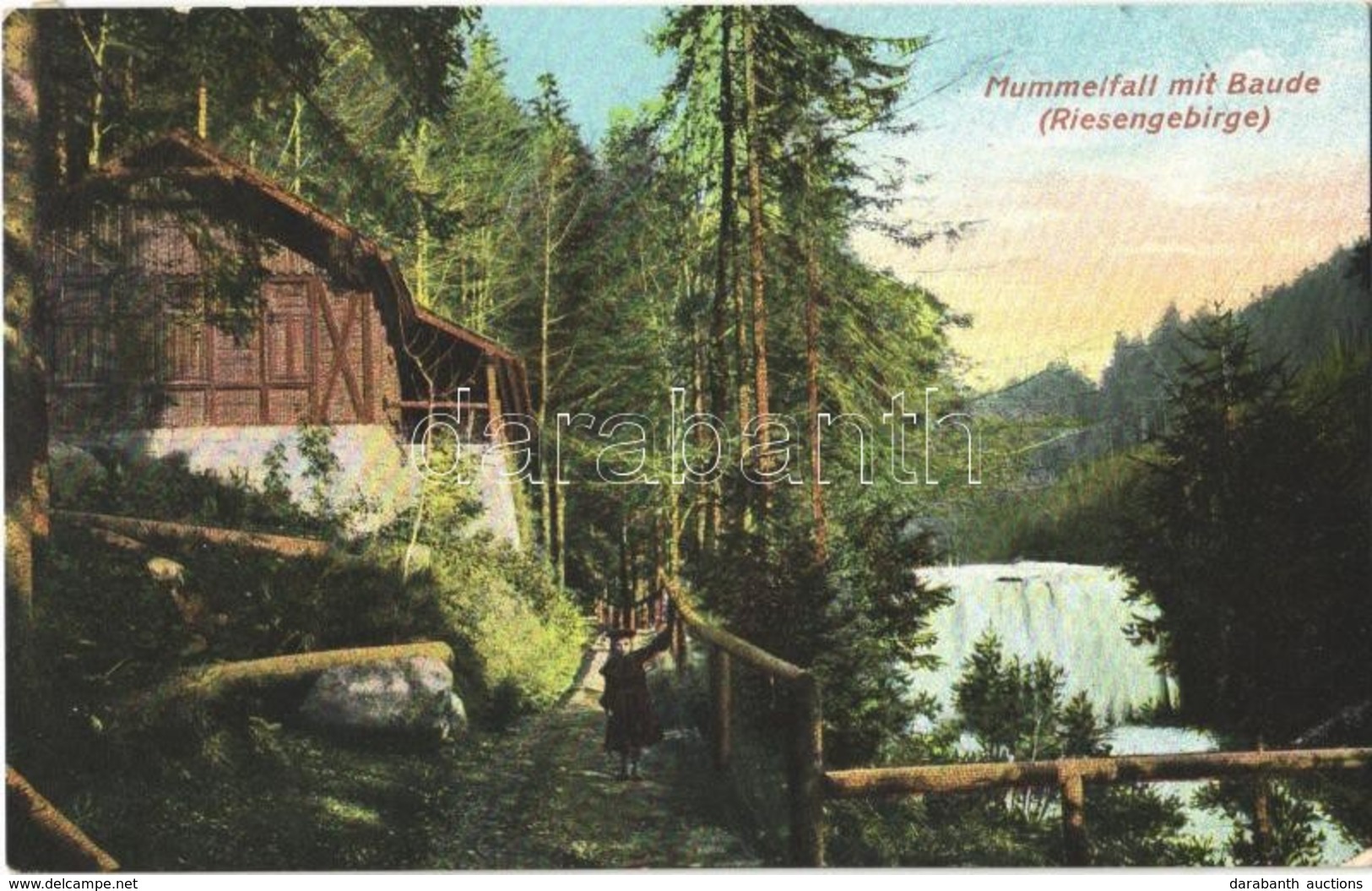 T2 Krkonose, Riesengebirge; Mummelfall Mit Baude / Waterfall - Otros & Sin Clasificación
