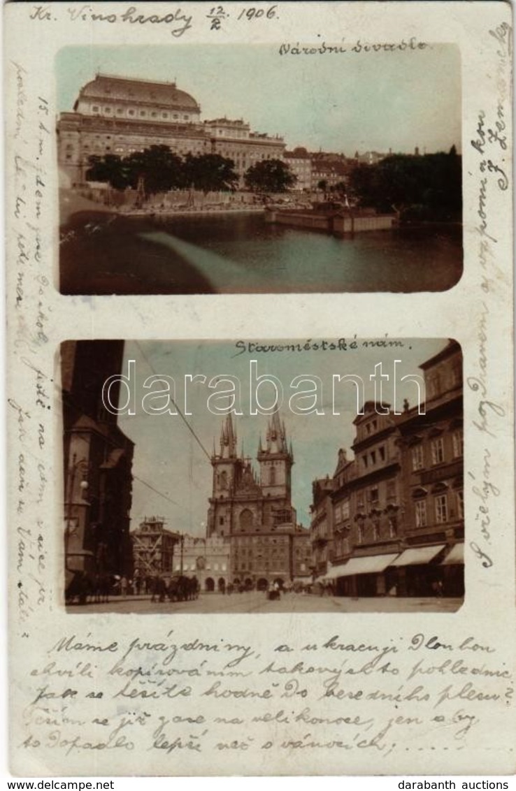 T2/T3 1906 Praha, Prag, Prague; Královské Vinohrady, Národní Divadlo, Staroméstské Nám. / National Theater, Old Town Wit - Otros & Sin Clasificación