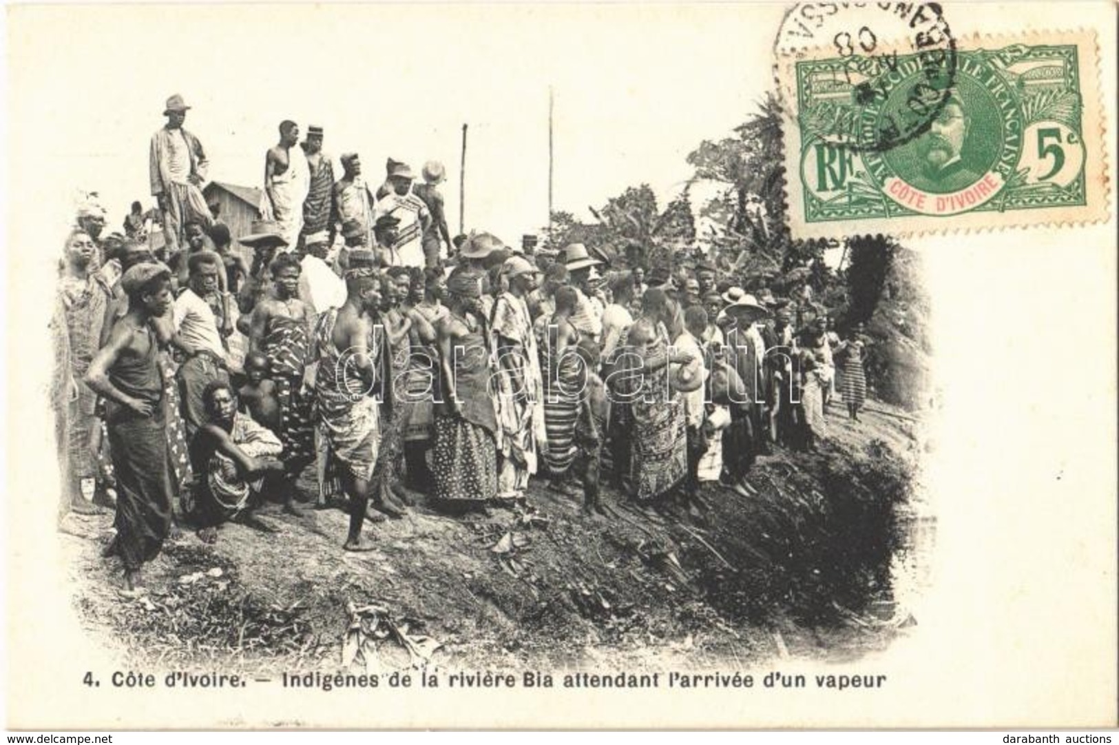 * T1 Cote D'Ivoire, Ivory Coast; Indigénes De La Riviére Bia Attendant L'arrivée D'un Vapeur / Bia River, Natives, Afric - Otros & Sin Clasificación