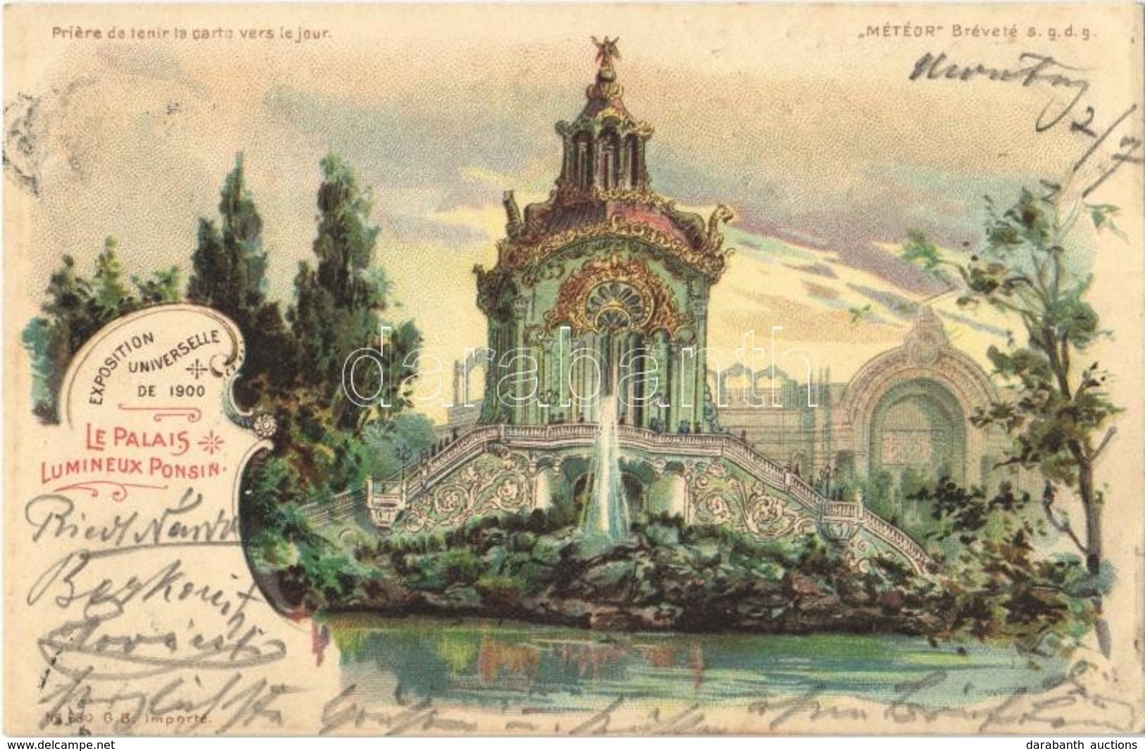 T2/T3 1900 Paris, Exposition Universelle, Le Palais Lumineux Ponsin / Expo, Fountain. Art Nouveau, Litho - Otros & Sin Clasificación