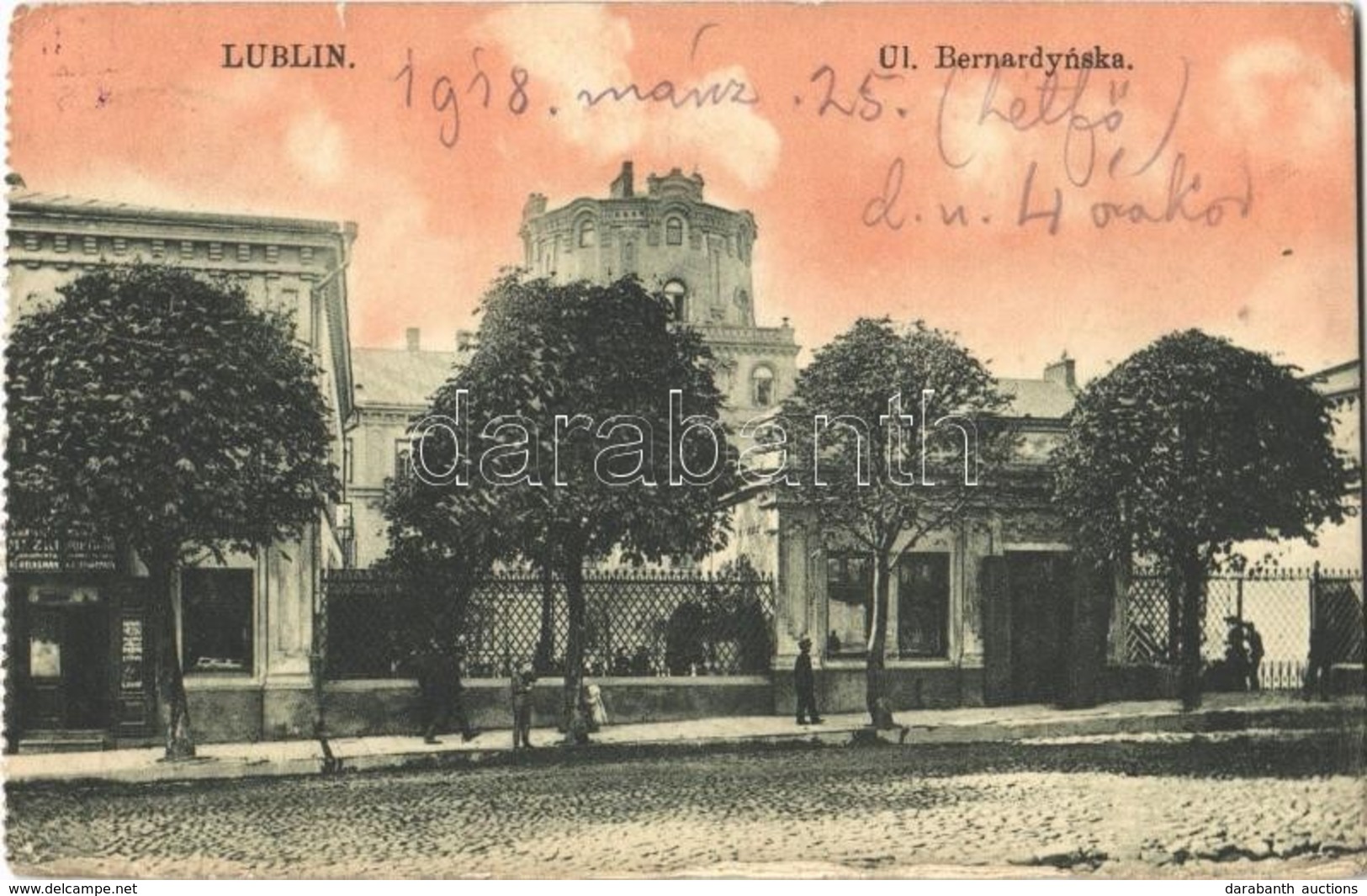 T3 1918 Lublin, Ul. Bernardynska / Street, Shops + 'K.U.K. BAHNHOFKOMMANDO LUBLIN' (fa) - Otros & Sin Clasificación