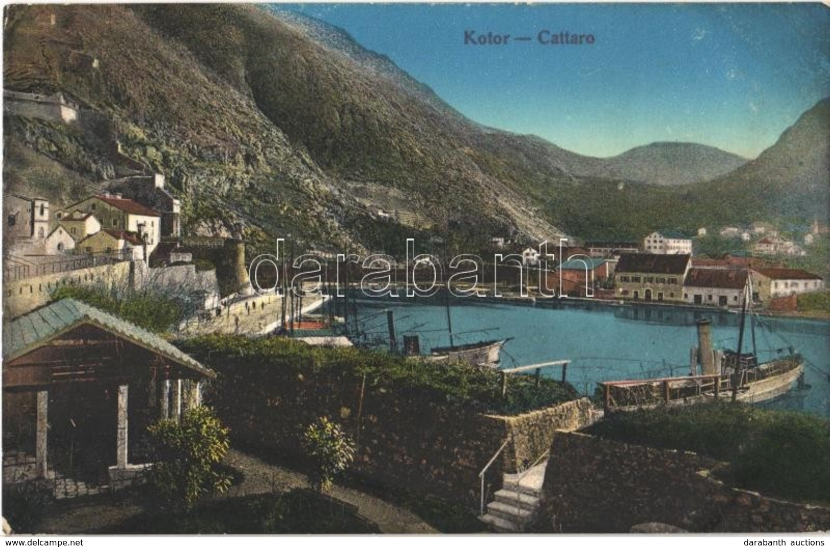 T2 1913 Kotor, Cattaro; General View, Ship Station, Steamship - Otros & Sin Clasificación